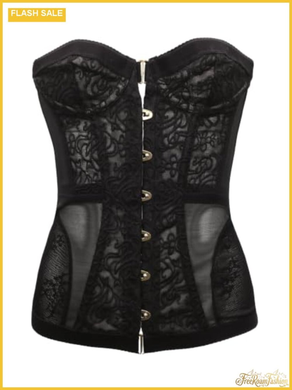 Mesh See Through Push Up Overbust Bustier Corset Bra Top